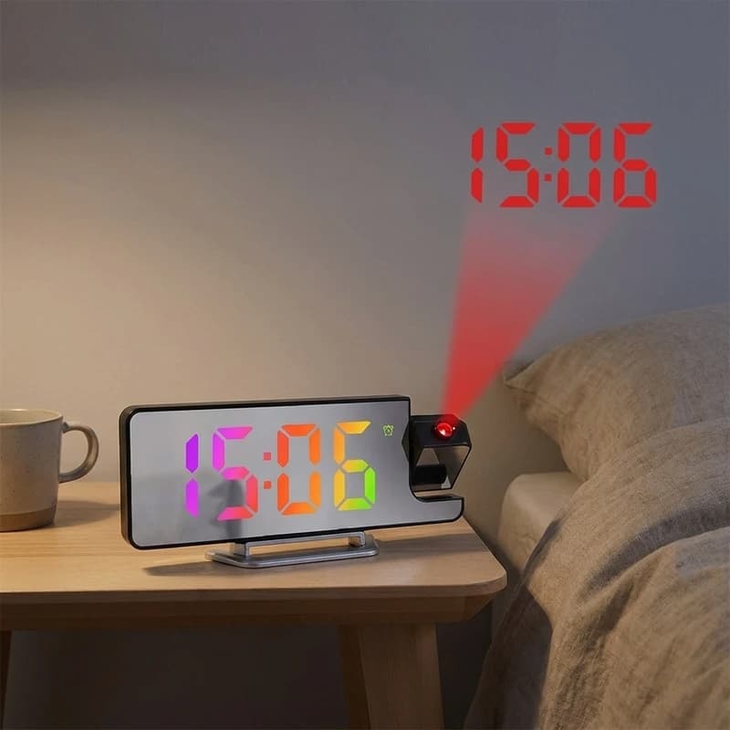 ساعت دیجیتال رومیزی پرژکتوردار آیینه ای RGB مدل DCX-673